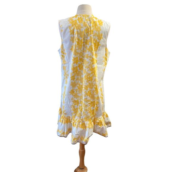 Sachin & Babi Lemon Ruffle Hem Dress Sz 12 Yellow White Lily Floral $195 - Picture 6 of 8